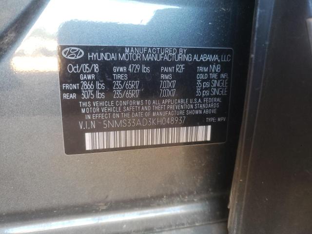Photo 10 from auction – 2019 HYUNDAI SANTA FE S with VIN 5NMS33AD3KH048937