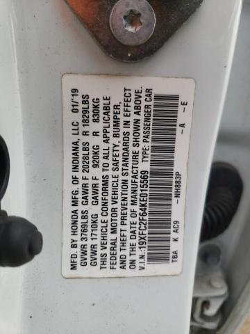 Photo 10 from auction – 2019 HONDA CIVIC LX with VIN 19XFC2F64KE015569