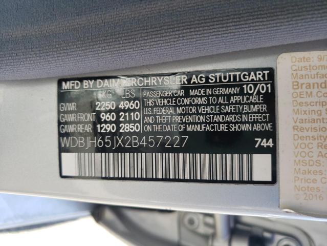 Photo 10 from auction – 2002 MERCEDES-BENZ E 320 with VIN WDBJH65JX2B457227