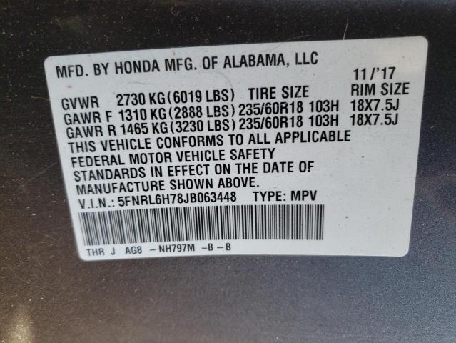 Photo 10 from auction – 2018 HONDA ODYSSEY EX with VIN 5FNRL6H78JB063448