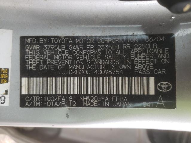 Photo 10 from auction – 2004 TOYOTA PRIUS with VIN JTDKB20U140098754