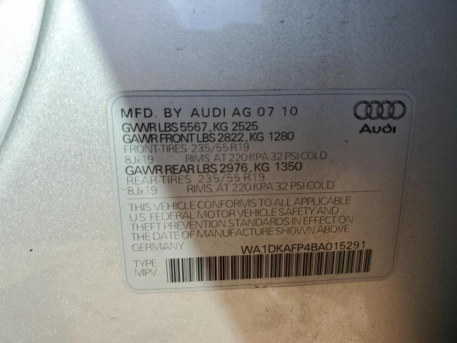 Photo 10 from auction – 2011 AUDI Q5 PREMIUM with VIN WA1DKAFP4BA015291