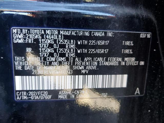 Photo 10 from auction – 2016 TOYOTA RAV4 XLE with VIN 2T3RFREV8GW460933