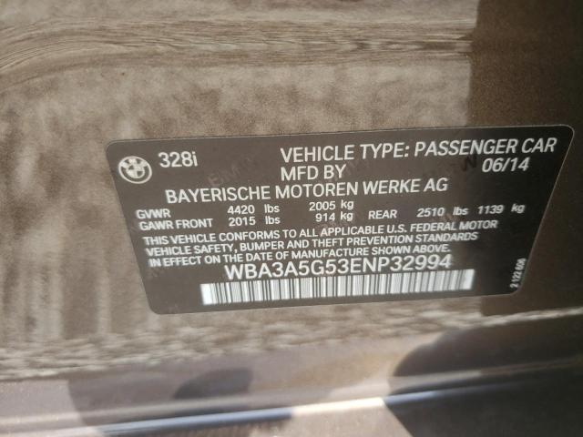 Photo 10 from auction – 2014 BMW 328 I with VIN WBA3A5G53ENP32994