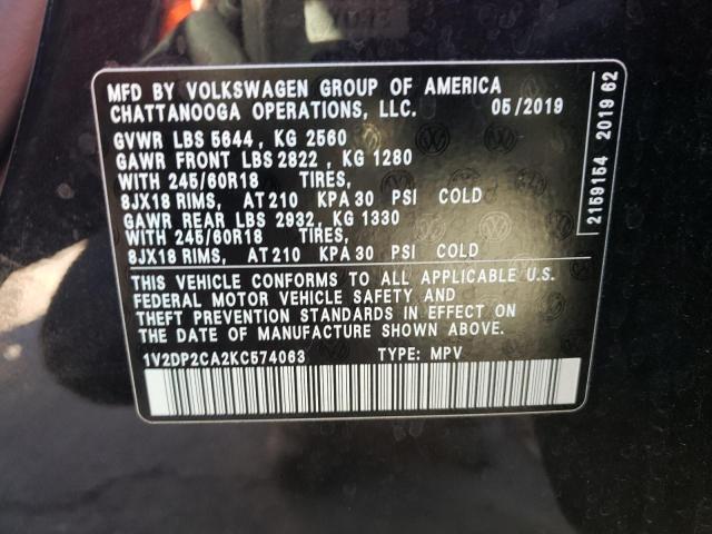 Photo 10 from auction – 2019 VOLKSWAGEN ATLAS SE with VIN 1V2DP2CA2KC574063