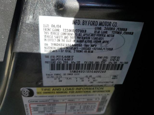 Photo 10 from auction – 2005 FORD FREESTYLE with VIN 1FMDK031X5GA00260