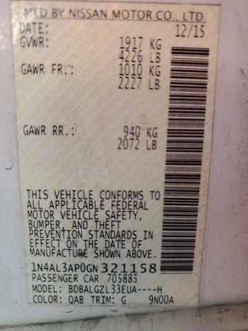 Photo 10 from auction – 2016 NISSAN ALTIMA 2.5 with VIN 1N4AL3AP0GN321158