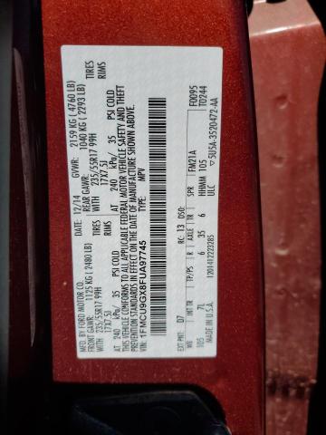 Photo 10 from auction – 2015 FORD ESCAPE SE with VIN 1FMCU9GX8FUA97745
