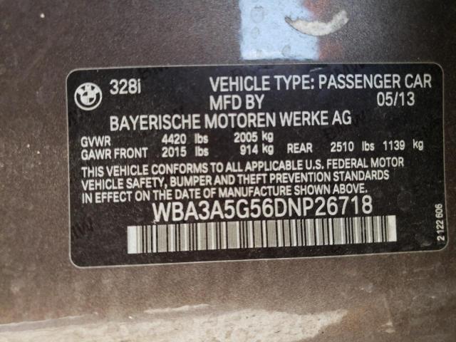 Photo 10 from auction – 2013 BMW 328 I with VIN WBA3A5G56DNP26718