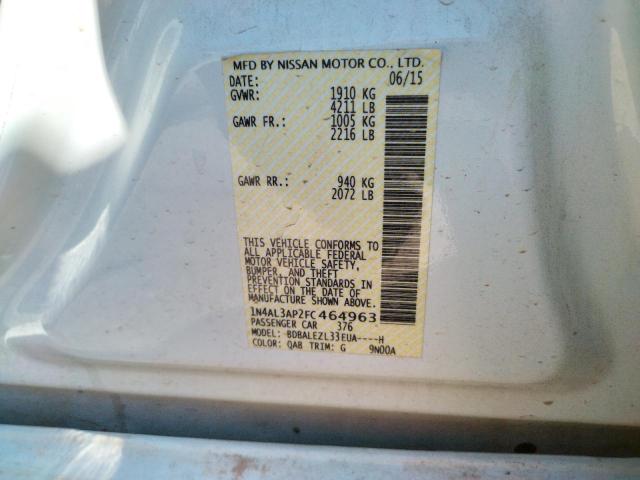 Photo 10 from auction – 2015 NISSAN ALTIMA 2.5 with VIN 1N4AL3AP2FC464963