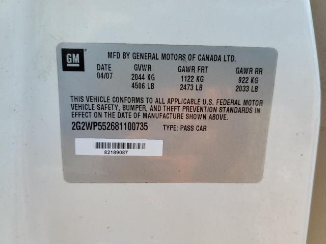 Photo 10 from auction – 2008 PONTIAC GRAND PRIX with VIN 2G2WP552681100735