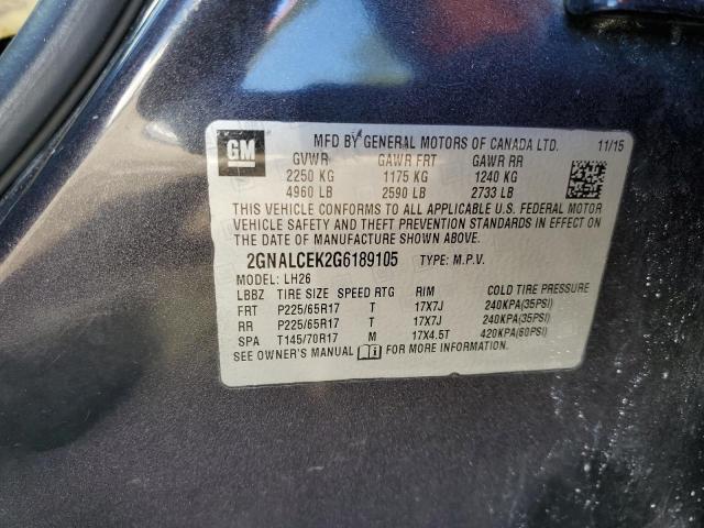 Photo 10 from auction – 2016 CHEVROLET EQUINOX LT with VIN 2GNALCEK2G6189105
