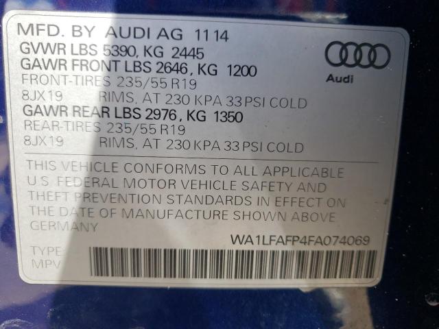 Photo 10 from auction – 2015 AUDI Q5 PREMIUM with VIN WA1LFAFP4FA074069