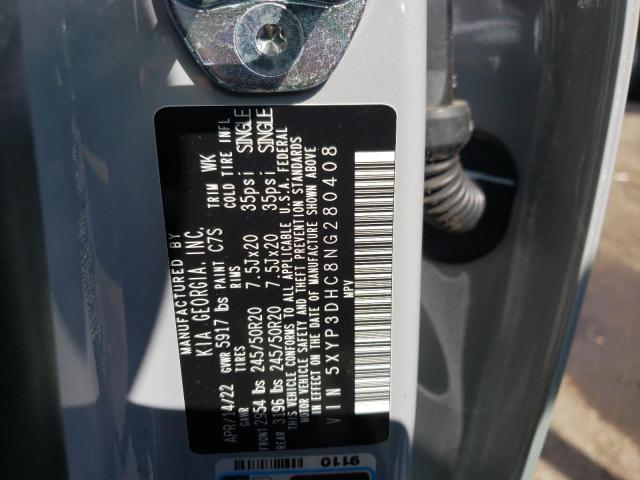 Photo 10 from auction – 2022 KIA TELLURIDE with VIN 5XYP3DHC8NG280408