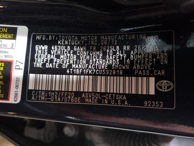 Photo 10 from auction – 2012 TOYOTA CAMRY BASE with VIN 4T1BF1FK7CU592818
