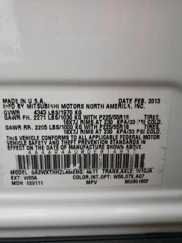 Photo 10 from auction – 2013 MITSUBISHI OUTLANDER with VIN 4A4AR4AU0DE014937