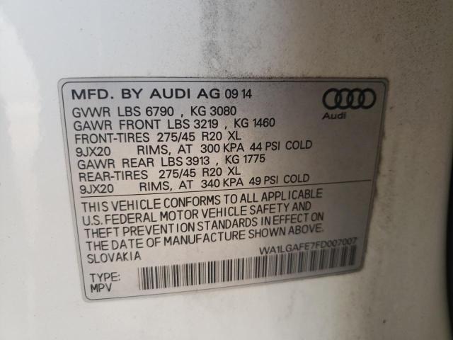 Photo 10 from auction – 2015 AUDI Q7 PREMIUM with VIN WA1LGAFE7FD007007