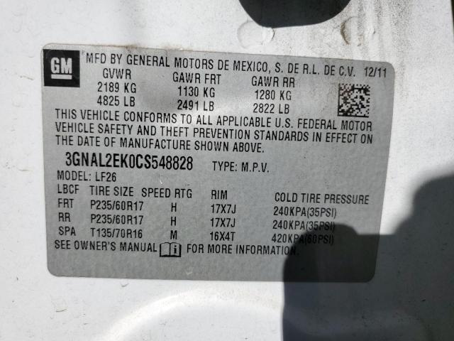 Photo 10 from auction – 2012 CHEVROLET CAPTIVA SP with VIN 3GNAL2EK0CS548828
