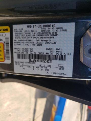 Photo 10 from auction – 2019 FORD FUSION SE with VIN 3FA6P0HD1KR258324