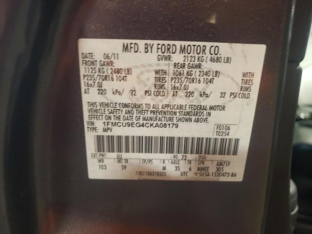 Zdjęcie 10 z aukcji – 2012 FORD ESCAPE LIM z VIN 1FMCU9EG4CKA08179