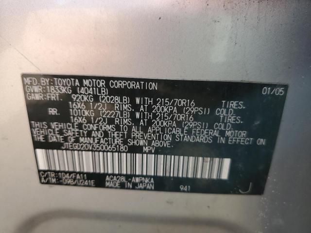 Photo 10 from auction – 2005 TOYOTA RAV4 with VIN JTEGD20V350065180