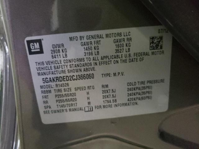 Photo 10 from auction – 2012 BUICK ENCLAVE with VIN 5GAKRDED2CJ366060