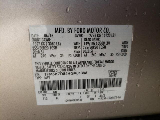 Photo 10 from auction – 2017 FORD EXPLORER X with VIN 1FM5K7D84HGA01398