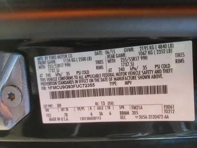 Photo 10 from auction – 2015 FORD ESCAPE SE with VIN 1FMCU9G93FUC72355