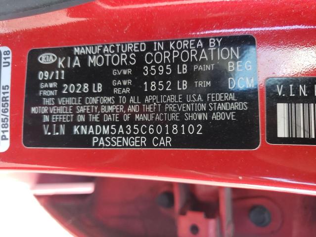 Photo 10 from auction – 2012 KIA RIO LX with VIN KNADM5A35C6018102