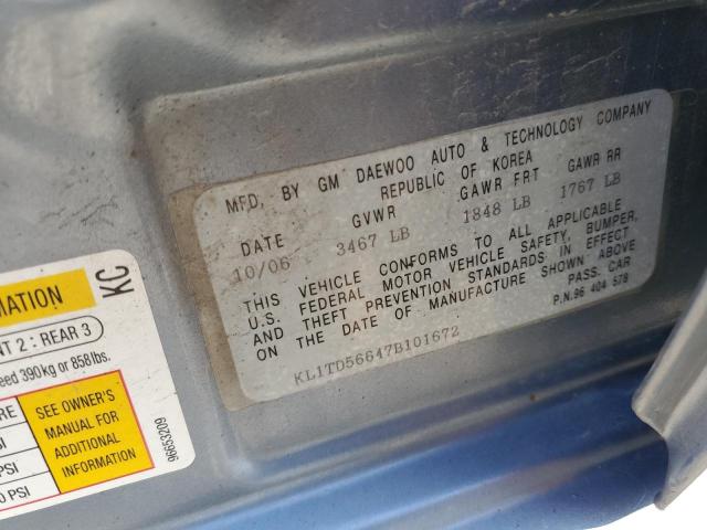 صورة رقم 10 من المزاد - 2007 CHEVROLET AVEO مع VIN KL1TD56647B101672