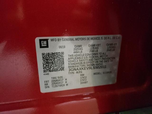 Photo 10 from auction – 2020 CHEVROLET EQUINOX LT with VIN 3GNAXKEV9LS502011