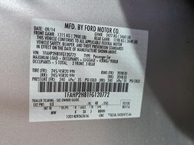 Photo 10 from auction – 2015 FORD TAURUS SEL with VIN 1FAHP2H81FG120772