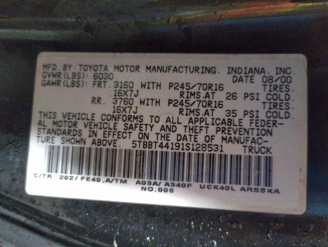 Photo 10 from auction – 2001 TOYOTA TUNDRA ACC with VIN 5TBBT44191S128531
