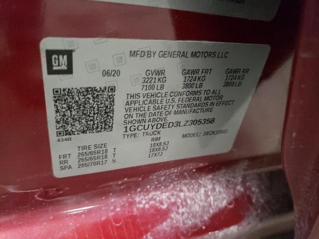 Photo 10 from auction – 2020 CHEVROLET SILVERADO with VIN 1GCUYDED3LZ305358