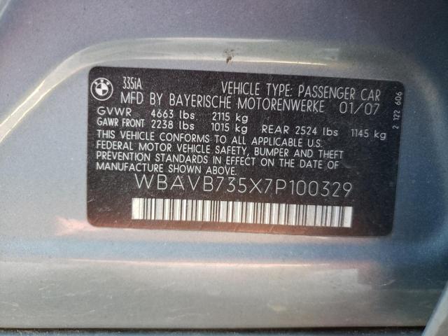 Photo 10 from auction – 2007 BMW 335 I with VIN WBAVB735X7P100329