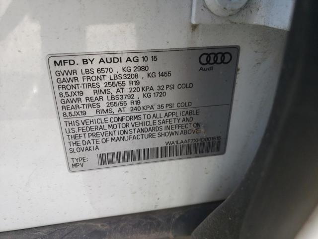 Photo 10 from auction – 2017 AUDI Q7 PREMIUM with VIN WA1LAAF7XHD001515