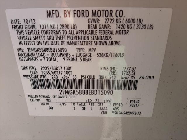 Photo 10 from auction – 2014 FORD FLEX SE with VIN 2FMGK5B88EBD15090