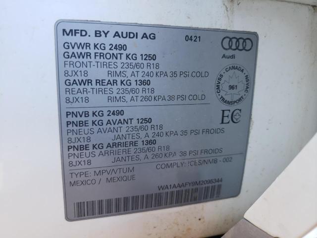 Photo 10 from auction – 2021 AUDI Q5 PREMIUM with VIN WA1AAAFY9M2095344