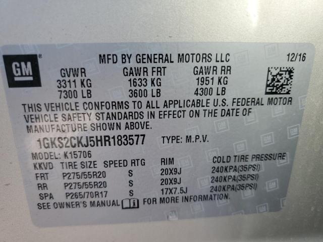 Photo 10 from auction – 2017 GMC YUKON DENA with VIN 1GKS2CKJ5HR183577