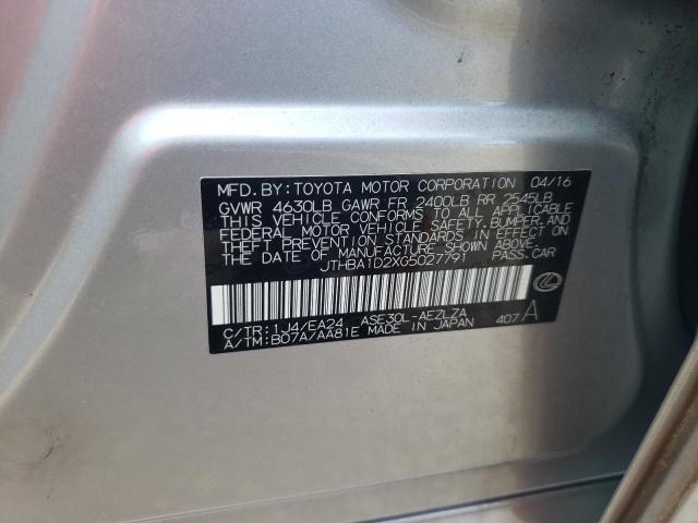 Photo 10 from auction – 2016 LEXUS IS 200T with VIN JTHBA1D2XG5027791