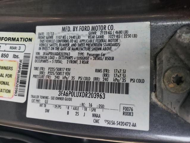 Photo 10 from auction – 2013 FORD FUSION SE with VIN 3FA6P0LUXDR203963