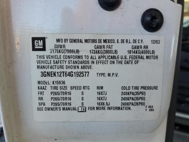 Photo 10 from auction – 2004 CHEVROLET AVALANCHE with VIN 3GNEK12T64G192577