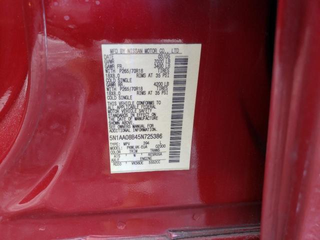 Photo 10 from auction – 2005 NISSAN ARMADA with VIN 5N1AA08B45N725386