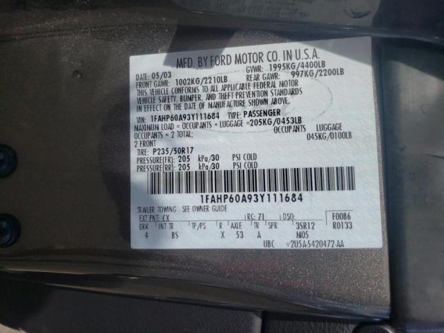 Photo 10 from auction – 2003 FORD THUNDERBIR with VIN 1FAHP60A93Y111684