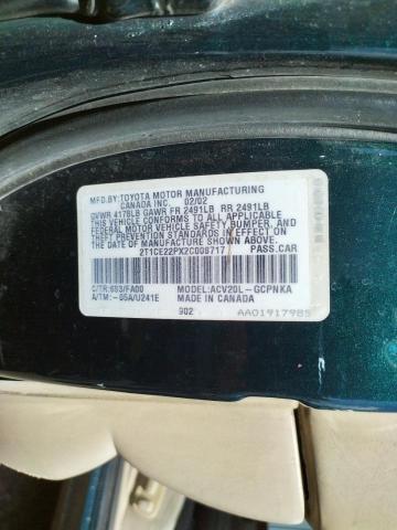 Photo 10 from auction – 2002 TOYOTA CAMRY SOLA with VIN 2T1CE22PX2C008717