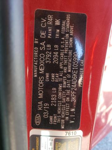 Photo 10 from auction – 2019 KIA FORTE FE with VIN 3KPF24AD6KE105990
