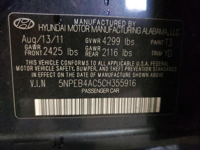 Photo 10 from auction – 2012 HYUNDAI SONATA GLS with VIN 5NPEB4AC5CH355916