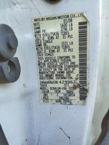 Photo 10 from auction – 2008 NISSAN FRONTIER K with VIN 1N6AD06U58C429967