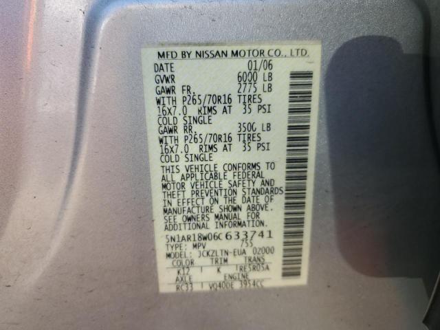 Photo 10 from auction – 2006 NISSAN PATHFINDER with VIN 5N1AR18W06C633741