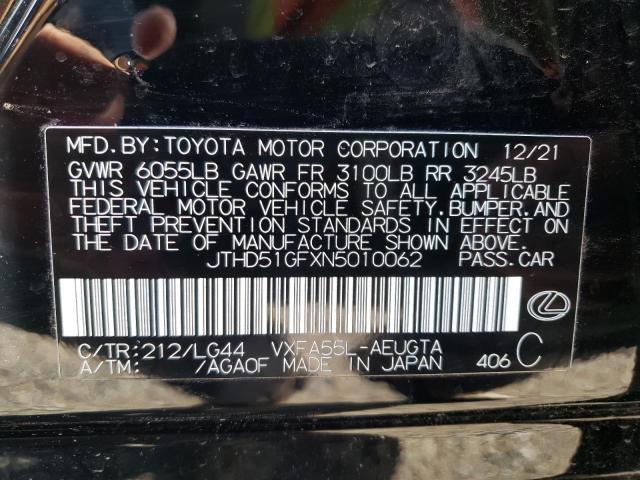 Photo 10 from auction – 2022 LEXUS LS 500 BAS with VIN JTHD51GFXN5010062